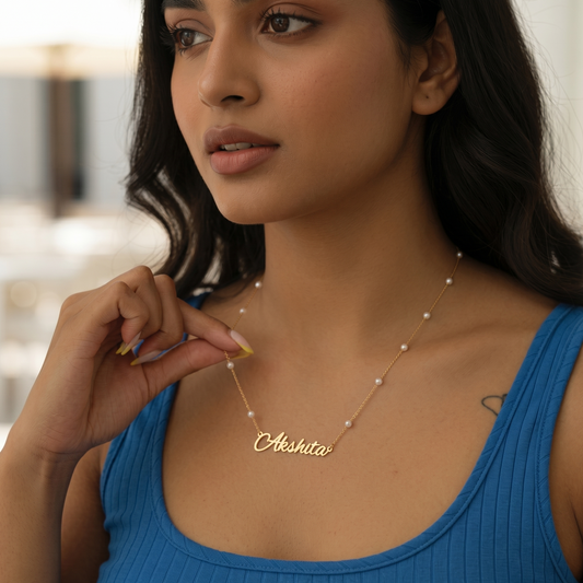 Custom Name Pearl Chain Necklace