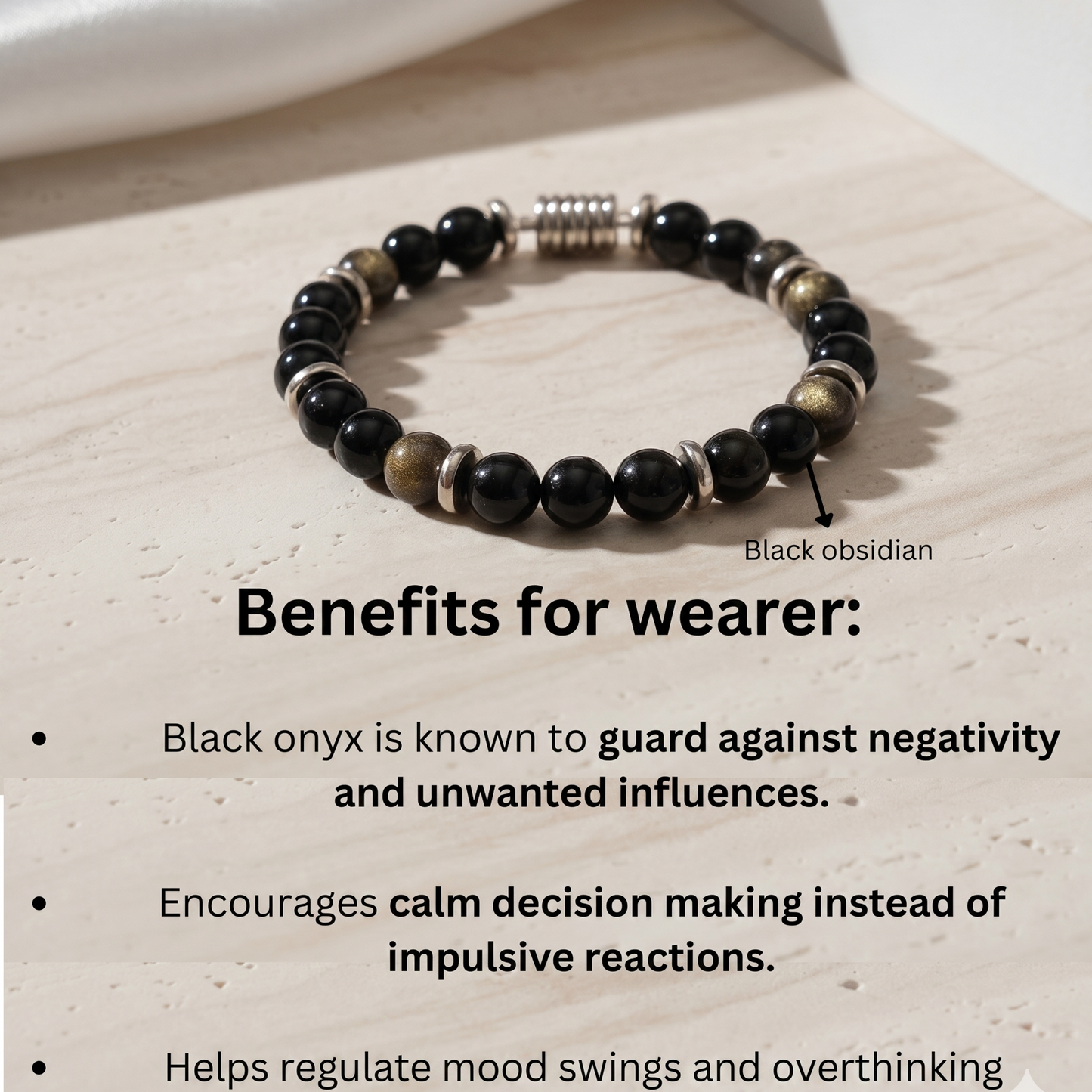 Black Obsidian Natural Stone Bracelet