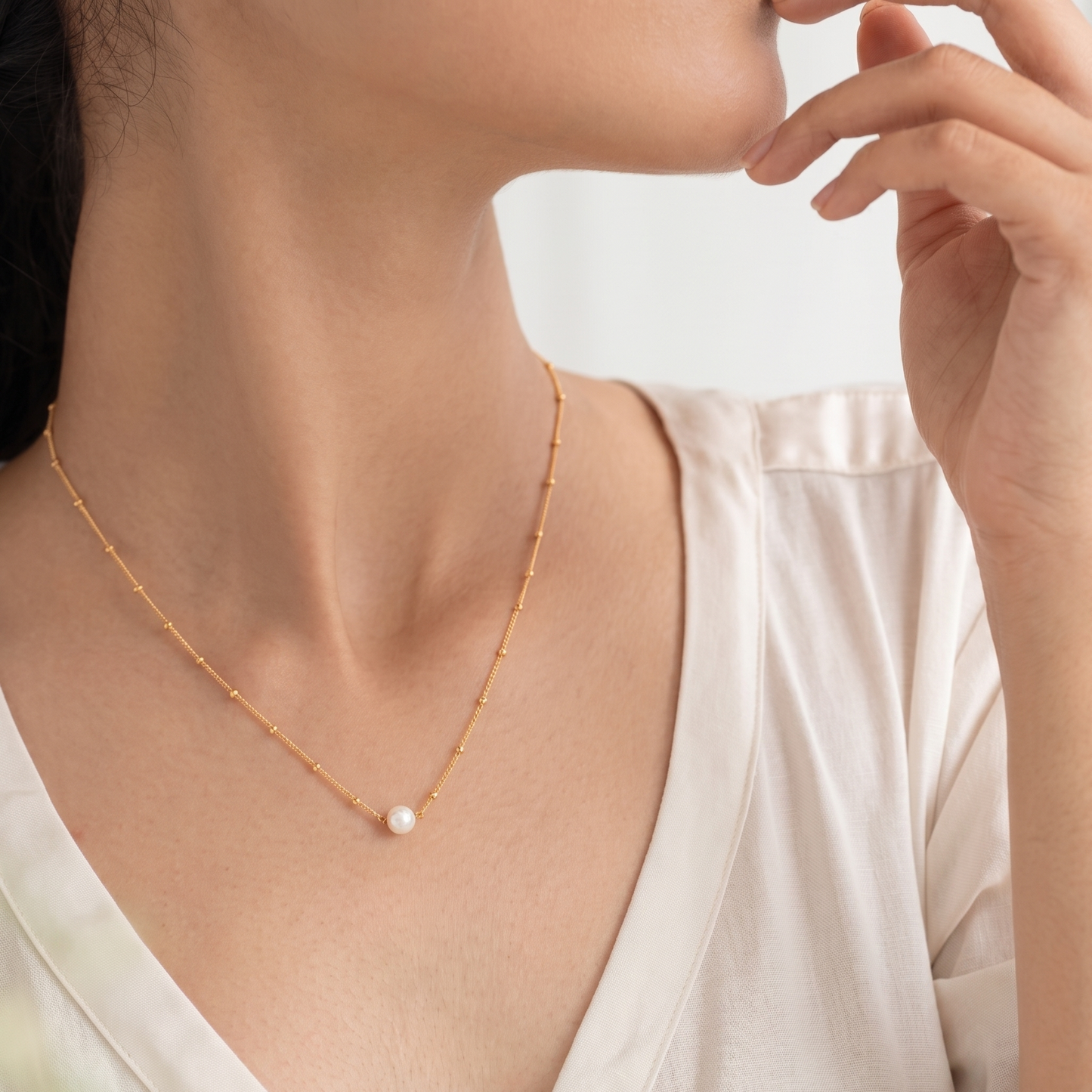 Dainty Single Pearl Necklace