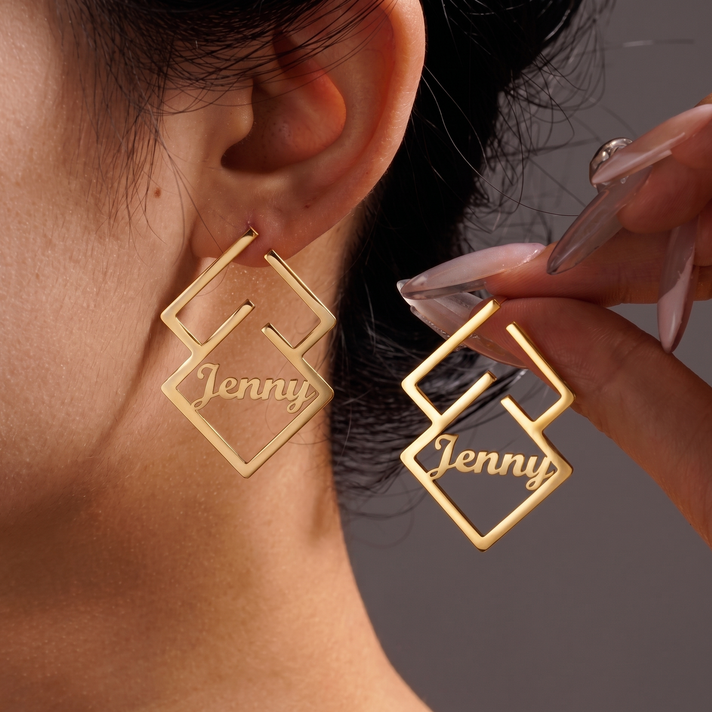 Custom Geometric Name Earrings