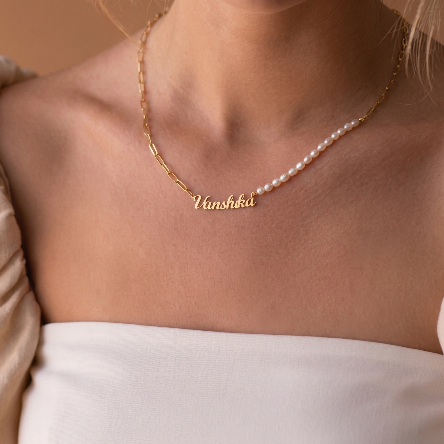 Freshwater Pearl Chain Name Necklace