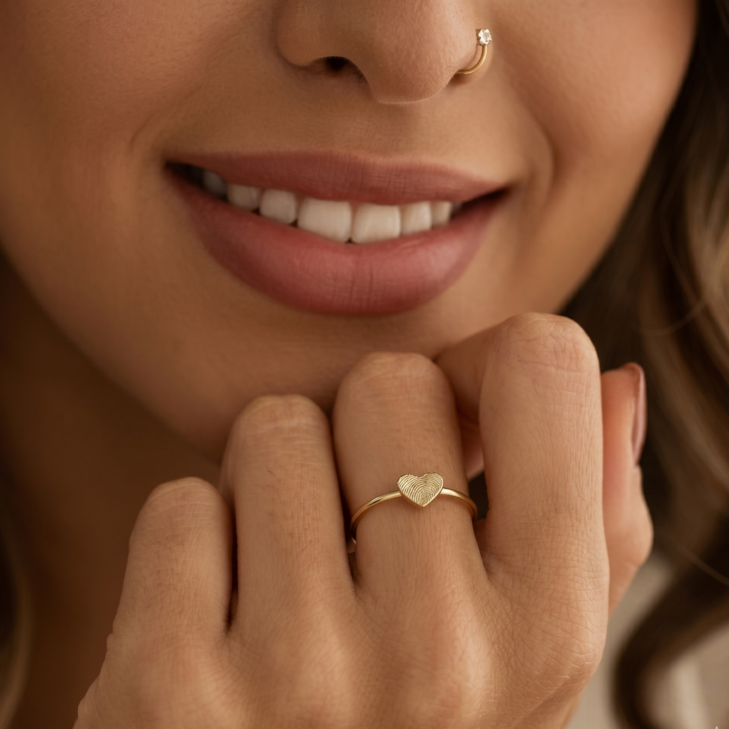 Minimal Heart Fingerprint Ring