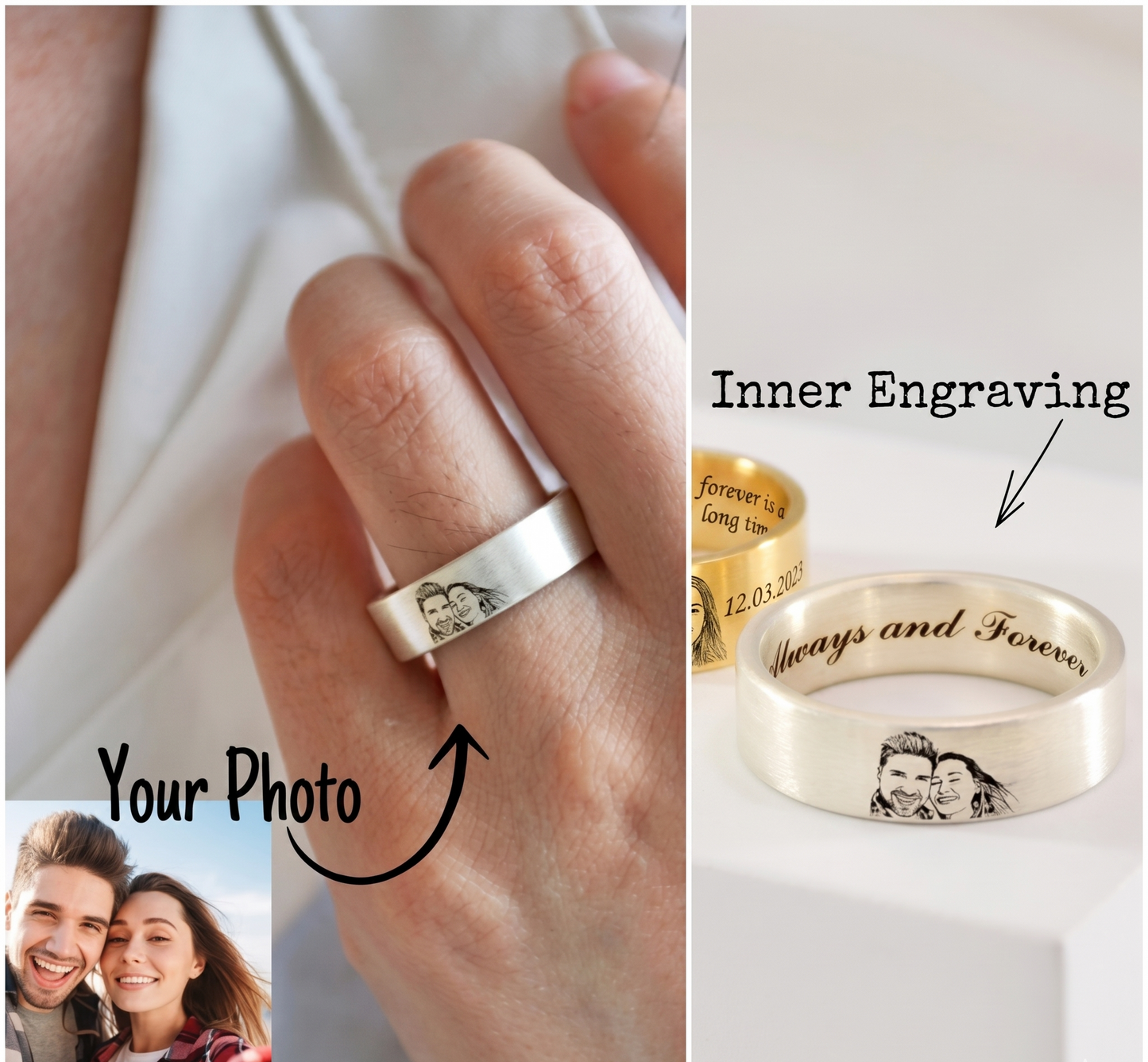 Engraved Image and Hidden Message Ring