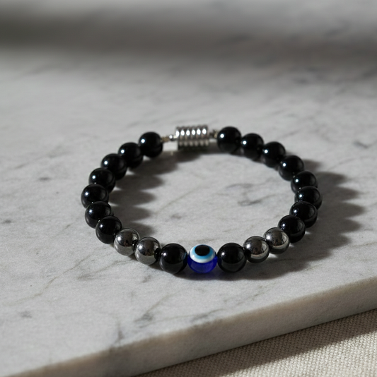 Protective Evil Eye Hematite Natural Stone Bracelet