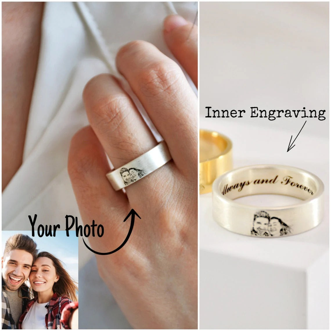Engraved Image and Hidden Message Ring