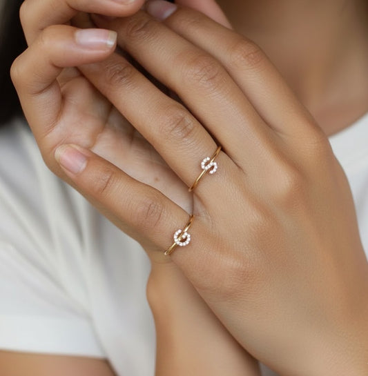 Diamond Like Initial Alphabet Ring