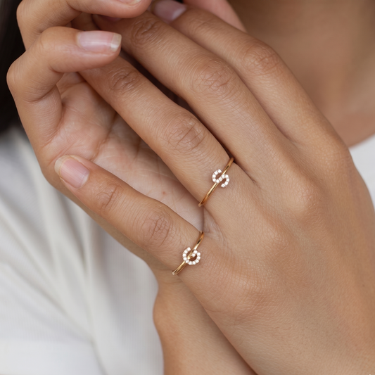 Diamond Like Initial Alphabet Ring