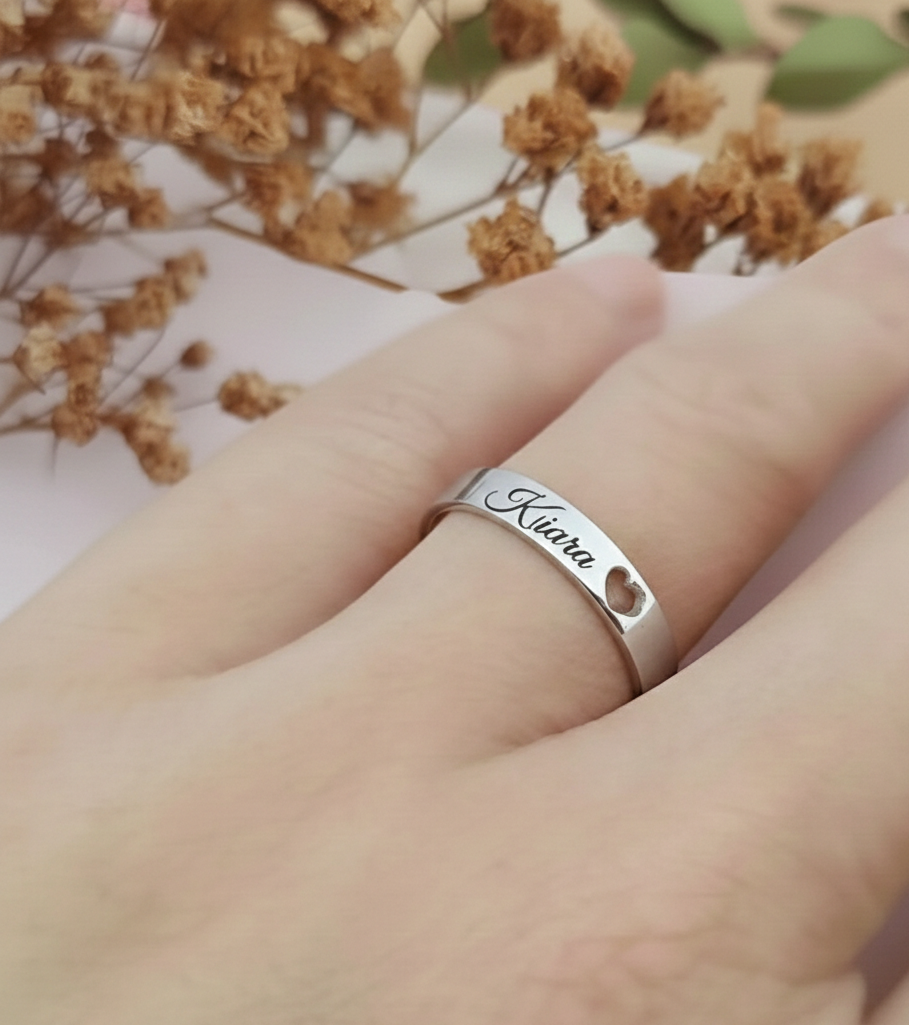 Engraved Name and Date Message Ring