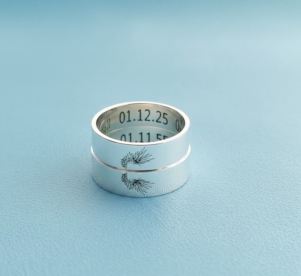 Guardian Angle Wings Couple Rings