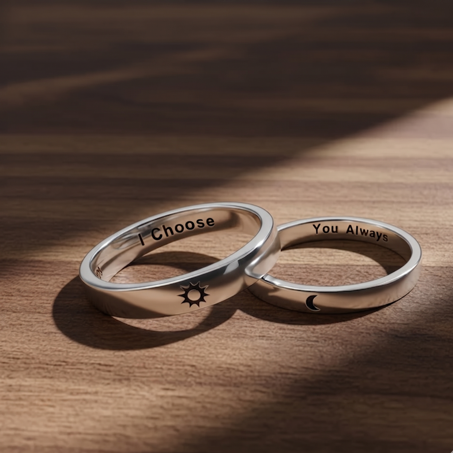 Couple Sun and Moon Promise Rings