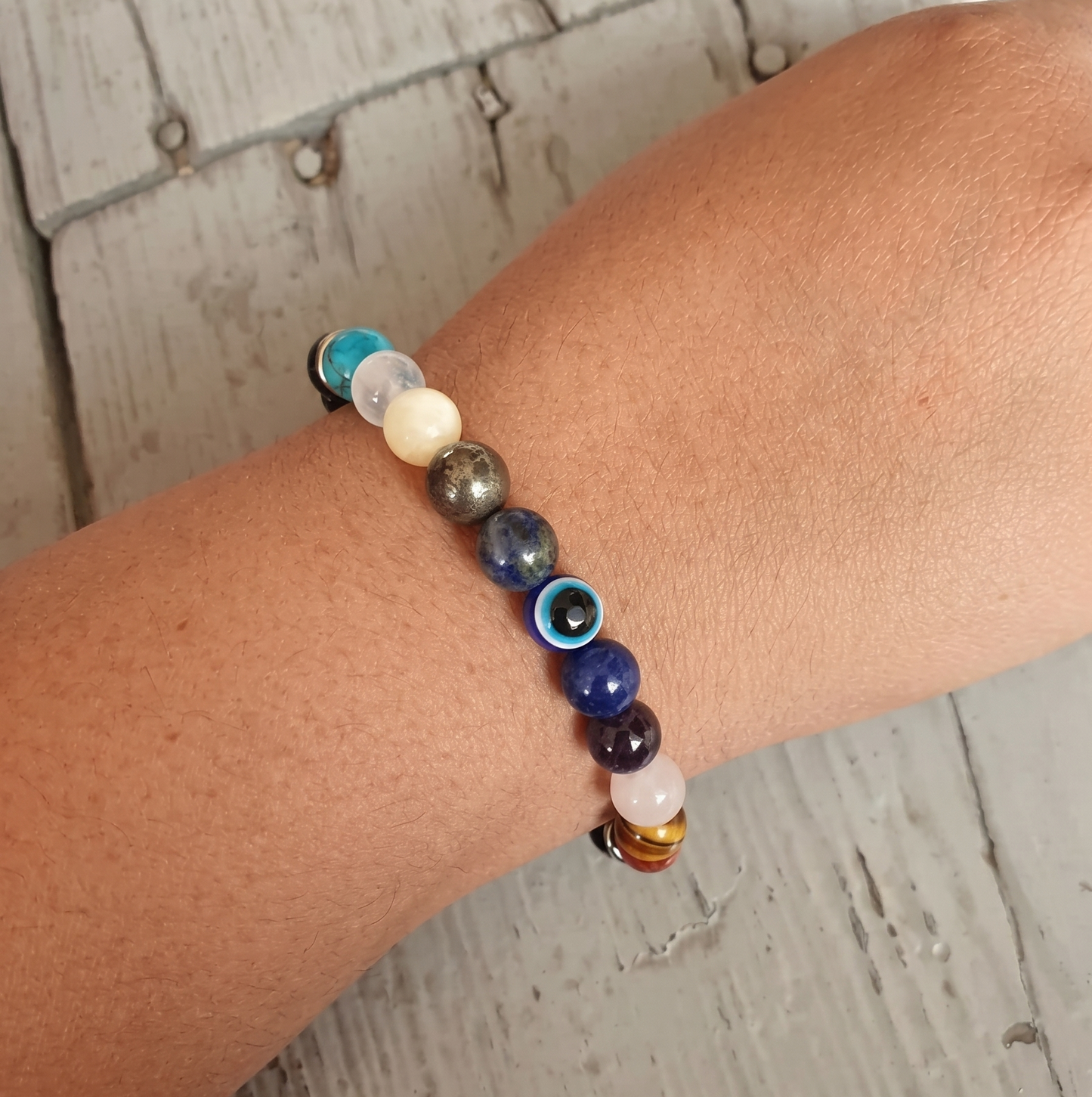 Super 11 Chakra Evil Eye Natural Stone Bracelet