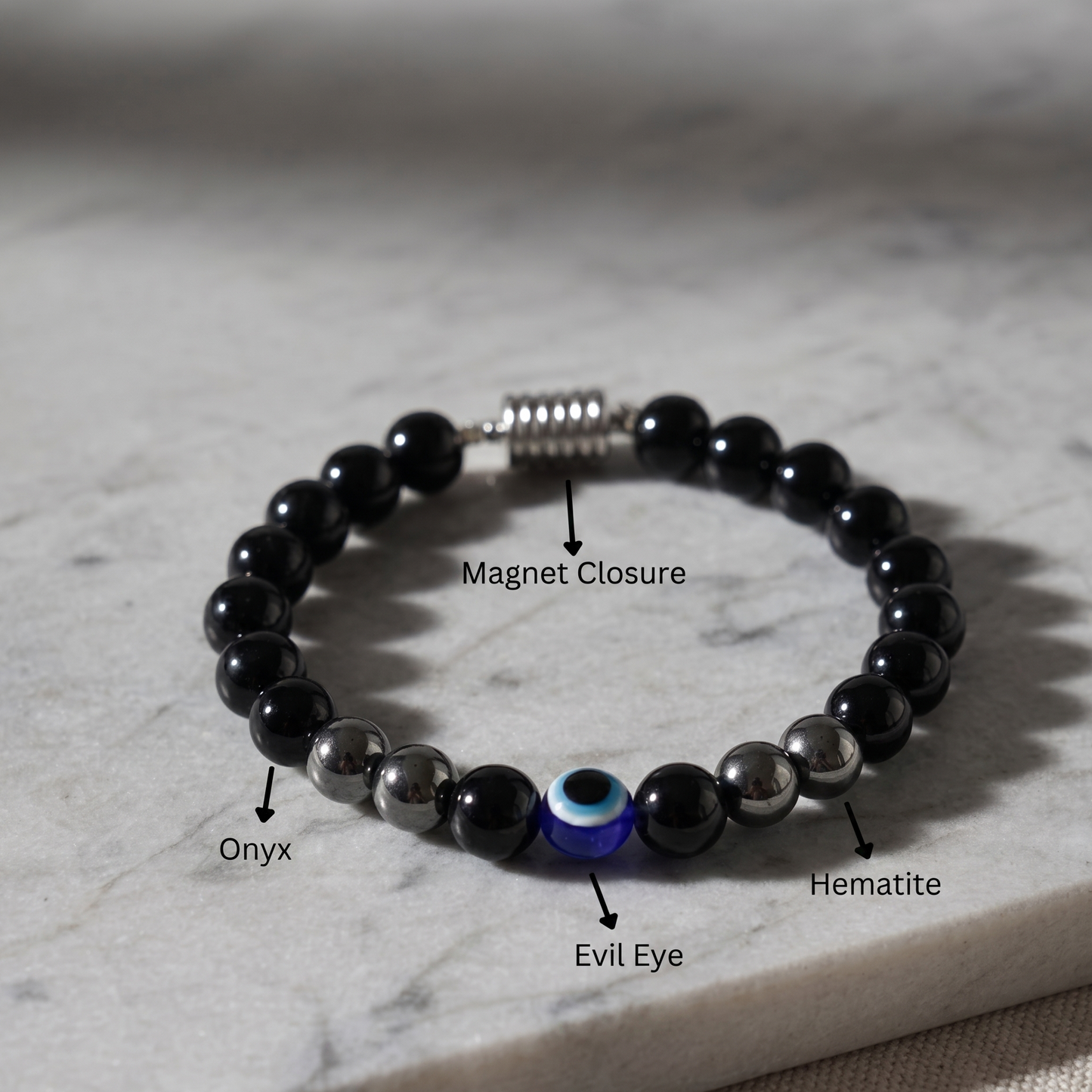 Protective Evil Eye Hematite Natural Stone Bracelet