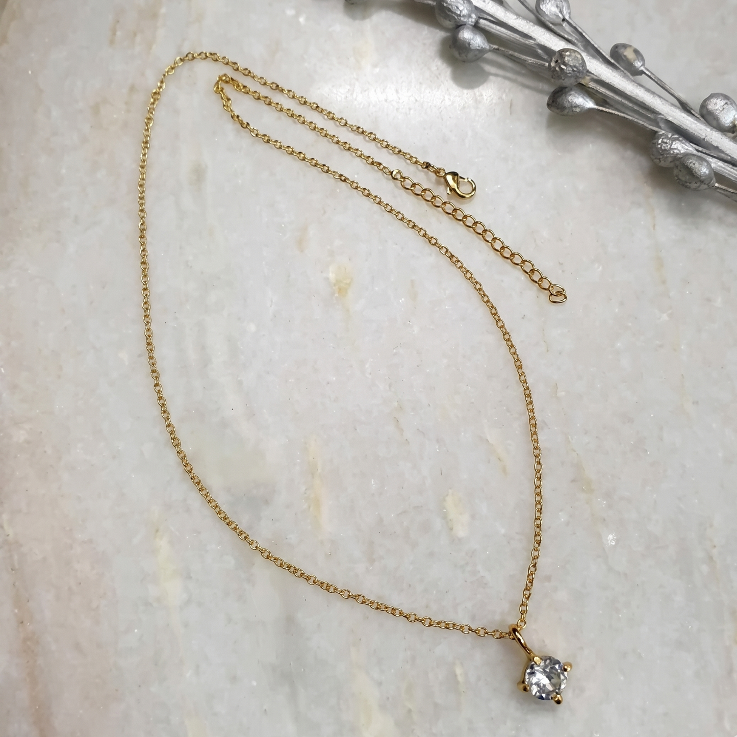 Diamond Like Stone Pendant Necklace