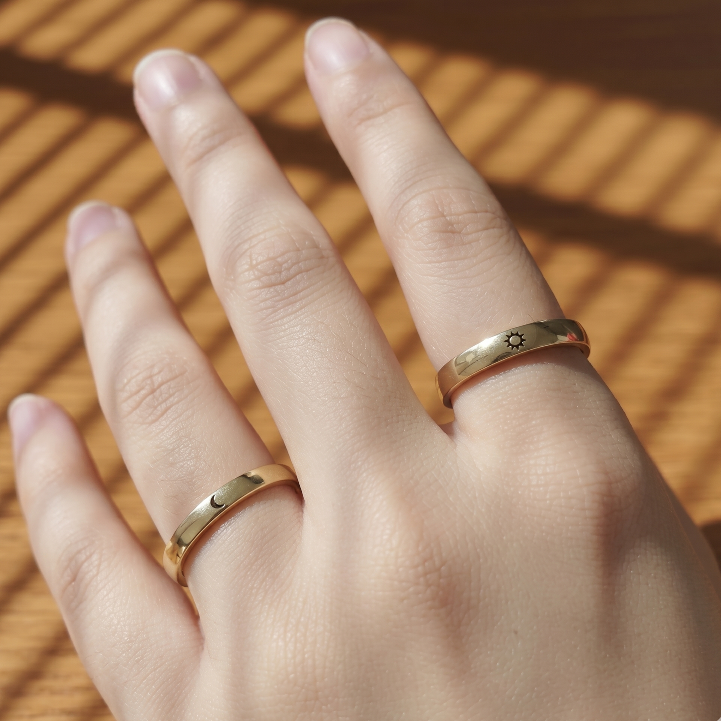 Couple Sun and Moon Promise Rings